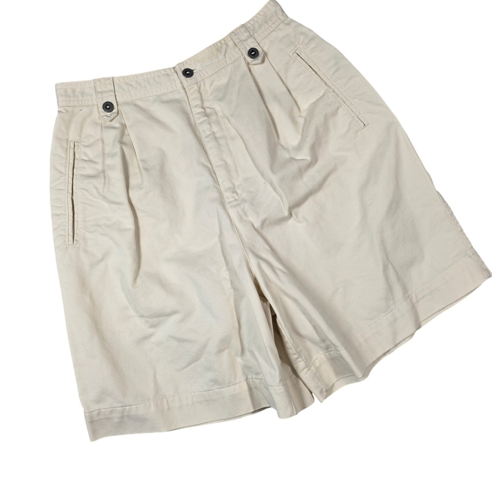 Vintage Lizsport Pleated Khaki Shorts 8 Beige High Rise Cotton Preppy 90s Mom